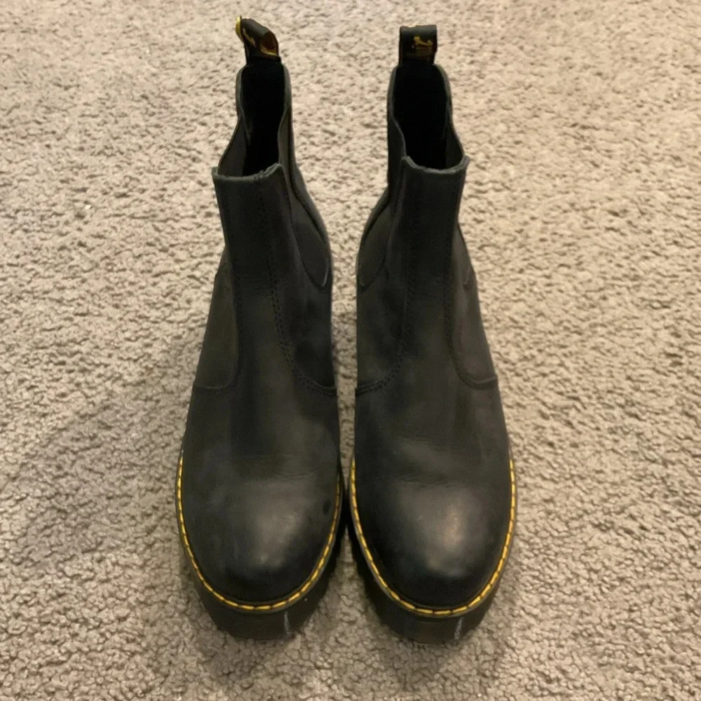NWOT Dr. Martens Romero Black Leather Moto Combat Boots Shoes Y2K Goth School, 9